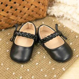 First Walkers New Baby Girl Shoes Classic Bowknot Rubber Sole Anti-slip PU Newborn Dress Walker ToddlerH2422915