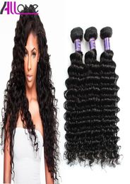 Brazilian Hair Extensions 3Pcslot Cheap 8A Unprocessed Human Hair Weaves Peruvian Deep Wave Virgin Hair Wefts Whole1612187