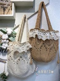 Shopping Bags Hook Floral Hollowed-Out Lace Bucket Bag Sweet Preppy Accessories Shoulder