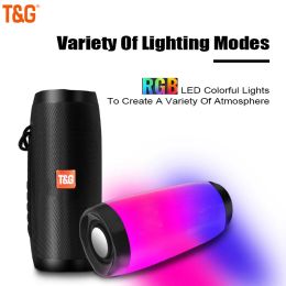 Speakers T&G TG157 20W Portable Bluetooth Speaker 1200MAH RGB LED Light Wireless Boombox Outdoor Subwoofer Stereo Loudspeaker