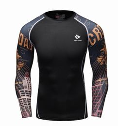 Mens Compression Long sleeve Breathable Quick Dry T Shirts Bodybuilding Weight lifting Base Layer Fitness Tight Tops Tshirt5771813