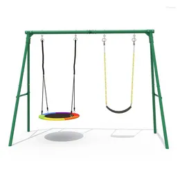 Camp Furniture Outdoor Swing Chair 2 Seat Garden Backyard Stand Hammock For Outside Round Rope Patio Comfy Large Hanging