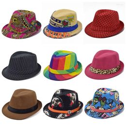 Berets Spring Cotton Blend Kid's Fedora Hats Chapeu Panama Jazz Trilby Caps For Children 3pcs/lot GPXB100