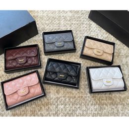 Classic Mini Flap Caviar Trifold Square Coin Bags Card Holder Insert Change Gold Metal Hardware Outdoor Designer Clutch Pocket For Women 11x8CM 6 Colours