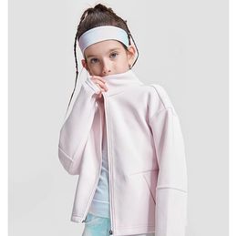 lu Kids Yoga Jacket Long Sleeve for Girls Breathable Zipper Coat Fleece Childrens Fintness Sports Girls Keep Warm ll1120