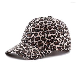 Ball Caps 2024 Leopard Print Vintage Washed Cotton Baseball Cap Women Hip Hop Messy Buns Outdoor Sport Hats Accessories