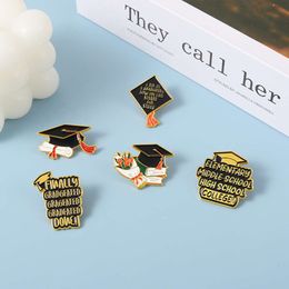 New Alloy Letter Series Brooch Creative Graduation Season Rose Doctoral Hat Shape Baked Paint Badge