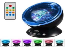 Newest Design Remote Control Ocean Wave Projector 12 LED 7 Colours Night Light with Builtin Mini Music Player for Living Room B2586893