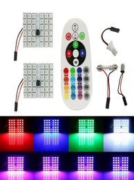 T10 5050 SMD 16 Colours RGB LED Panel Auto Car Interior Reading Map Lamp Bulb Light Dome Festoon Remote Controller FlashStrobe9562034