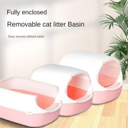 Boxes Plastic With Spoon Cat Excrement Basin Front Lift Cover Pet Litter Box Clean Basin Pet Bedpan Toilet Pets Supplies Splash Proof