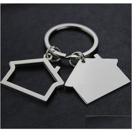 Keychains Lanyards Creative House Shaped Metal Keyrings Design Car Key Chain Pendant Holder 2021 Drop Delivery Fashion Accessories Dhwxn