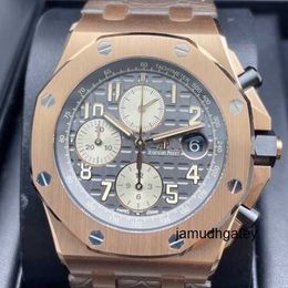 Timepiece Wristwatch Tourbillon Watch AP Wrist Watch Royal Oak Offshore Series Mens Watches 42mm Diameter Precision Steel 18k Rose Gold Male Leisure Luxury Watch 26