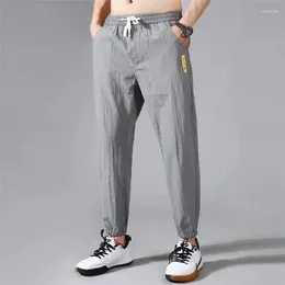 Men's Pants 2024 Summer Men Sports Outdoor Casual Trousers Solid Color Elastic Waist Lightweight Comfortable Male Long Plus Size