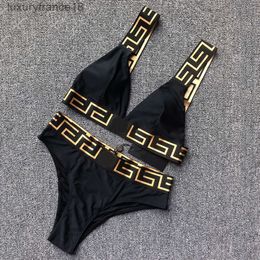 Sexy Triangle Beach Bra Set Classic Letters Swimwear for Women Embroidery Lingerie Underwear Split Bikinis''gg''NED8