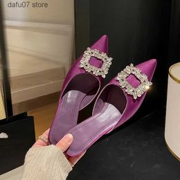 Dress Shoes Summer Sandals Women Pumps 6.5 cm Satin High Heel For Party Sexy Heels Mules Sandles Fashion Ladies Spring Size 42H24229