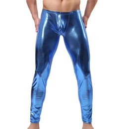 Men PU Leather Pants Mens Leggings Brand Skinny Shinny Pants Trousers Nightclub Stage Pants Singers Dancers Clubwear Leggings 240220