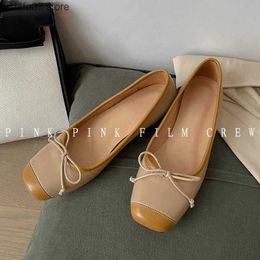 Dress Shoes Ballet Flats women Slip On Vintage Style Woman Flat Cowhide Basic Square Toe chaussures platesH24229