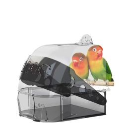 Baths 2 Colour Cute Birds Play Water Shower Pet Bath Cage Basin Bowl Accessories Toy Bathtub for Parrots Bird Bath