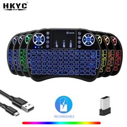 Keyboards i8 keyboard Backlit English Russian Air Mouse 2.4GHz Wireless Keyboard Rechargeable Touchpad Handheld for TV Box Box H96 Max PC