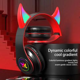Headphone/Headset Tws Earbuds Game Earphones Long Battery Life Support Tf Card Devil Luminous Headphones Colourful Gradient Light