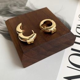 Hoop & Huggie Trendy Double Decker Protruding Letter B Metal Earrings Small Chunky Simple Earring Women Fashion Party JewelryHoop262y
