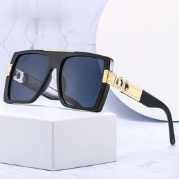sunglasses New Box Flat Top Large Frame Personalized Women's Metal Sunglasses Fashion Glasses