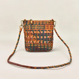Waist Bags 2024 Handmade Woven Bag Leather Fashion Colour Vegetable Basket Beach