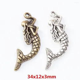 Charms 35 Pieces Of Retro Metal Zinc Alloy Fish Pendant For DIY Handmade Jewelry Necklace Making 7388