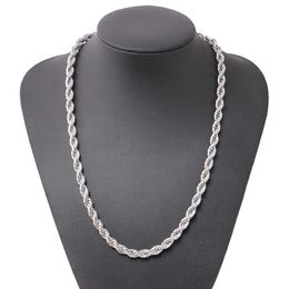 ed Rope Chain Classic Mens Jewellery 18k White Gold Filled Hip Hop Fashion Necklace Jewellery 24 Inches230z