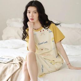 Women's Sleepwear Cotton Summer Nightgowns Ladies Short-sleeved Nightdress Thin Loose Simple Home Clothes Girls Casual Sleepshirts