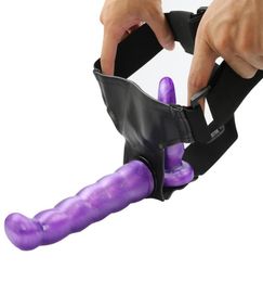 Purple Adult Game Sex Toy dildo Strap On Dildo Double Dongs StrapOn Sex toy Sex product For Couples Strapon penis for woman Y189208042922