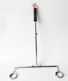 stainless steel bondage restraints stand with anal plug leg ankle cuffs fetish slave torture device spreader bar frame Female Devic4143548