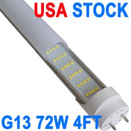 4 Feet LED Light Tube 2 Pin G13 Base T8 Ballast Bypass Required, Dual-End Powered, 48 Inch T8 72W Flourescent Tube Replacements,7200 Lumen,AC90-277V Tubes crestech