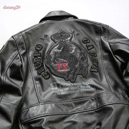 Brand Jacket A2 Air Force Flight Layer Of Cowhide Leather Jacket Back With Horse Embroidery The Italian Flag Bomber Jackets Waterproof W 5209