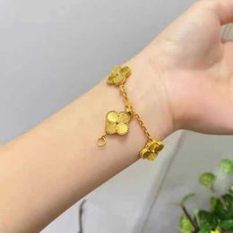 Designer Van cl-ap Vietnam Sha Jin Four Leaf Grass Bracelet Female Imitation Gold Lucky Transport Bead Rabbit Gives to Girlfriend MR1T25HX