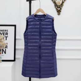 Coats New Long Ultra Light Down Jacket Women Sleeveless Zipper Winter Coat Puffer Feather Padded Vest Jacket Slim Female Windbreaker