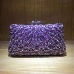 Luxury 12 Colours PurpleRedBlue Crystal Clutch Metal Bag Rhinestone Evening Clutches Women Party Wedding Handbag 240223