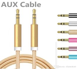 1m aux cable 3ft metal unbroken fabric braid audio aux car extension cable 3 5mm male to male for headphone speaker cellphone9344966