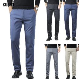 Pants KUBRO Brand Men's Suit Pants Casual Office Highquality Cotton Pants Plus Velvet Thick Business Men's Social Trousers Male Pants