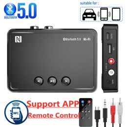 Adapter NFC Bluetooth 5.0 Audio Receiver APP IR Remote Control AUX 3.5mm RCA U Disk Hifi Wireless Adapter For Speaker Car kit Amplifier