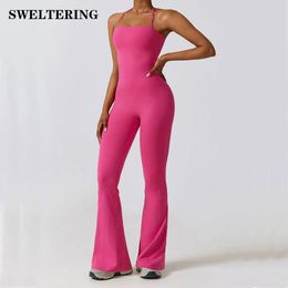 Yoga Set Yoga Jumpsuits Womens Tracksuit Workout Rompers Sportswear Gym Set Workout Clothes for Women Flared Pants 240227