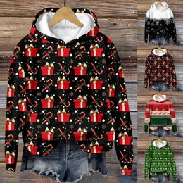 Women's Hoodies Christmas 3D Digital Snowflake Gift Box Casual Womens Sweat Shirts Cotton Women Teen Girl Clothes Zip Hoodie