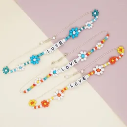 Link Bracelets Fashionable Trend Friendship For Women Multicolor Handmade Beads Daisy Flower Love Letter Custom Jewelry Gifts