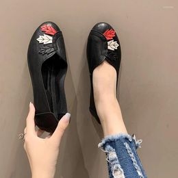 Casual Shoes Soft Sole And Surface Embroidered Flat Heel For Women 2024 Autumn Large Size Single