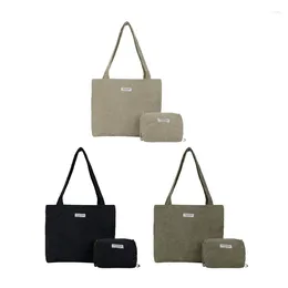 Evening Bags 2pcs Stylish Corduroy Handbag And Shoulder Bag Essential For Fashionable Ladies