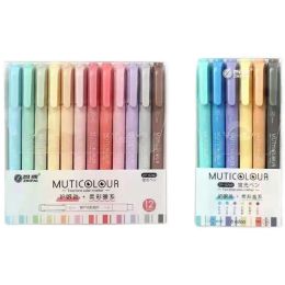 Markers 6/12 Pc Vintage Coloured Highlighter Pens Kawaii Candy Colour Manga Markers Pastel Highlighter Set Fluorescent Pen Cute Stationery