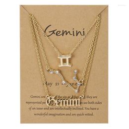Chains 12 Constellation Pendant Necklace For Women Girls Chain Zodiac Birthday Gifts