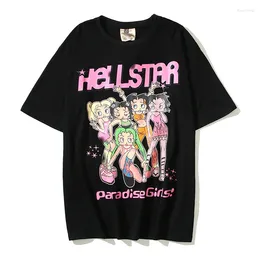 Designer Men's T Shirts 2024ss Pink Hellstar Tee Men Women Studios Paradise Girl T-shirt White Short Sleeve High Street Tops