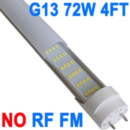 NO-RF RM Driver T8 72 Watt 48-inch Tube Light Bulb, 4 Rows 6500K, 7200 Lumen, Daylight, G13 Bi-Pin Base T8 Fluorescent Light Bulb, Milky Cover crestech