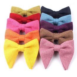 Men's Velvet Vintage Bow Tie For Men Women Tuxedo Solid Color Big Bowtie Bowknot Adult Mens Bowties Cravats Yellow Tie1262F